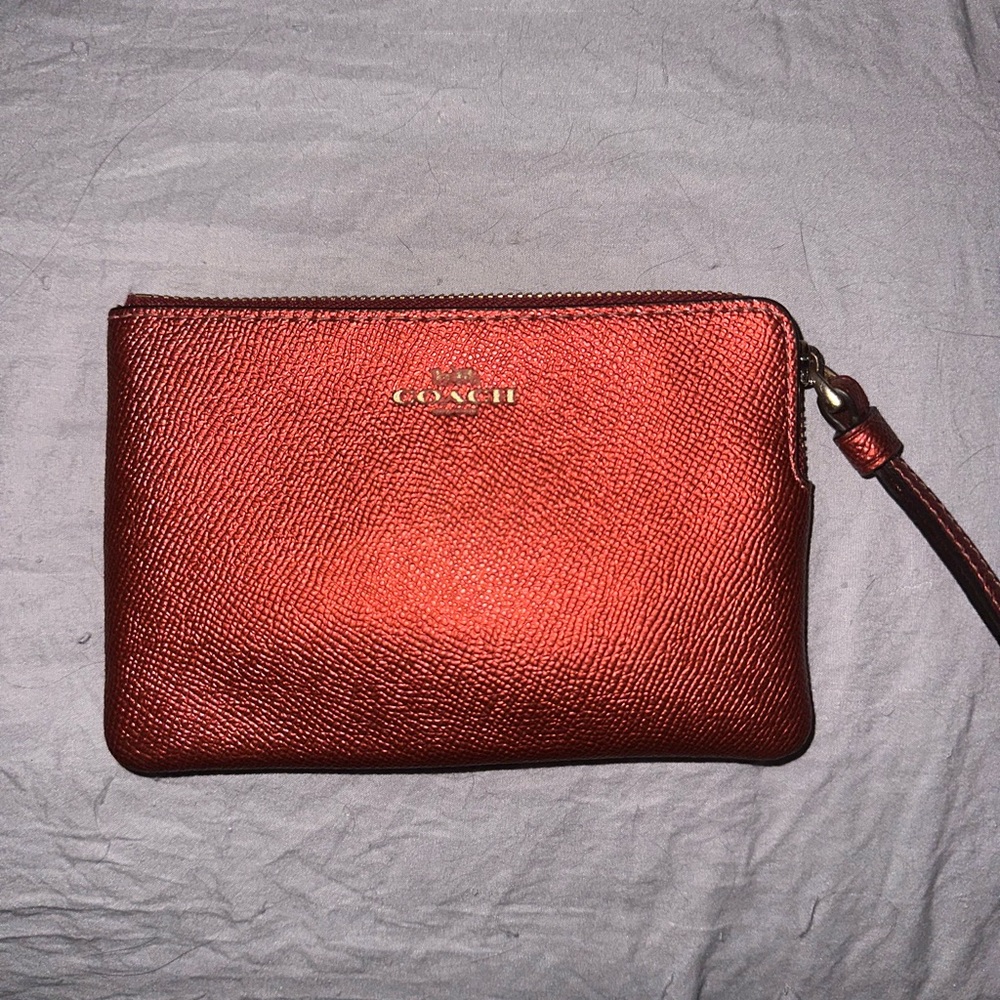 Coach Metallic Red Wristlet